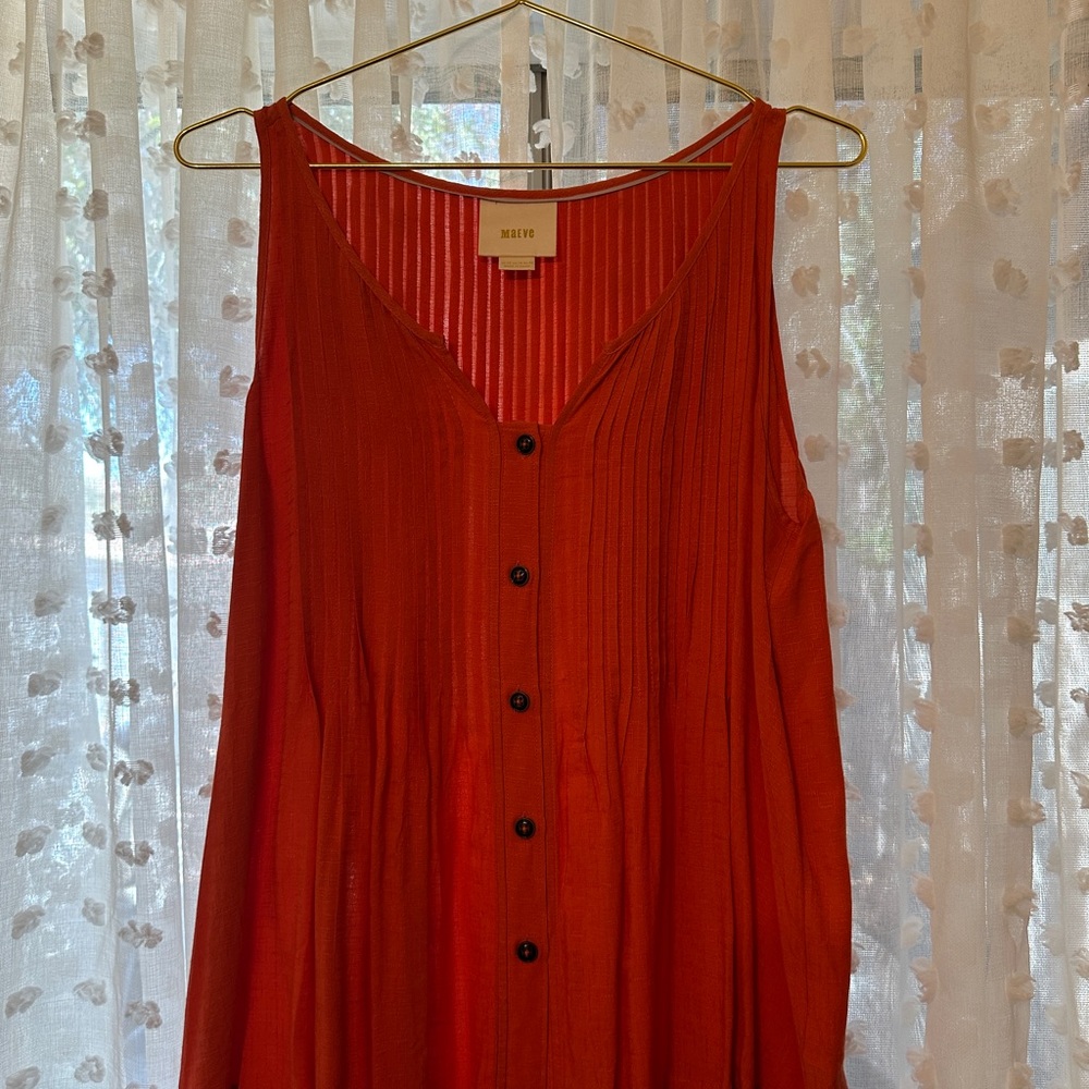 Maeve — Orange Sleeveless V-Neck Flowy Blouse — Size 10 — Anthropologie - Picture 4 of 13
